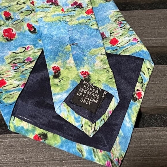Two Claude Monet in Normandy Silk Neckties Water Breaking Water Lilies Gift Idea - Picture 5 of 13